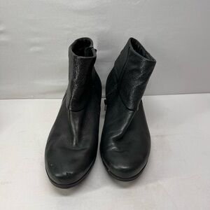 Mephisto Black Leather Ankle Booties